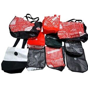 Lululemon Lot of 10 Reusable Shopping Tote Bags Small Medium Red Black White